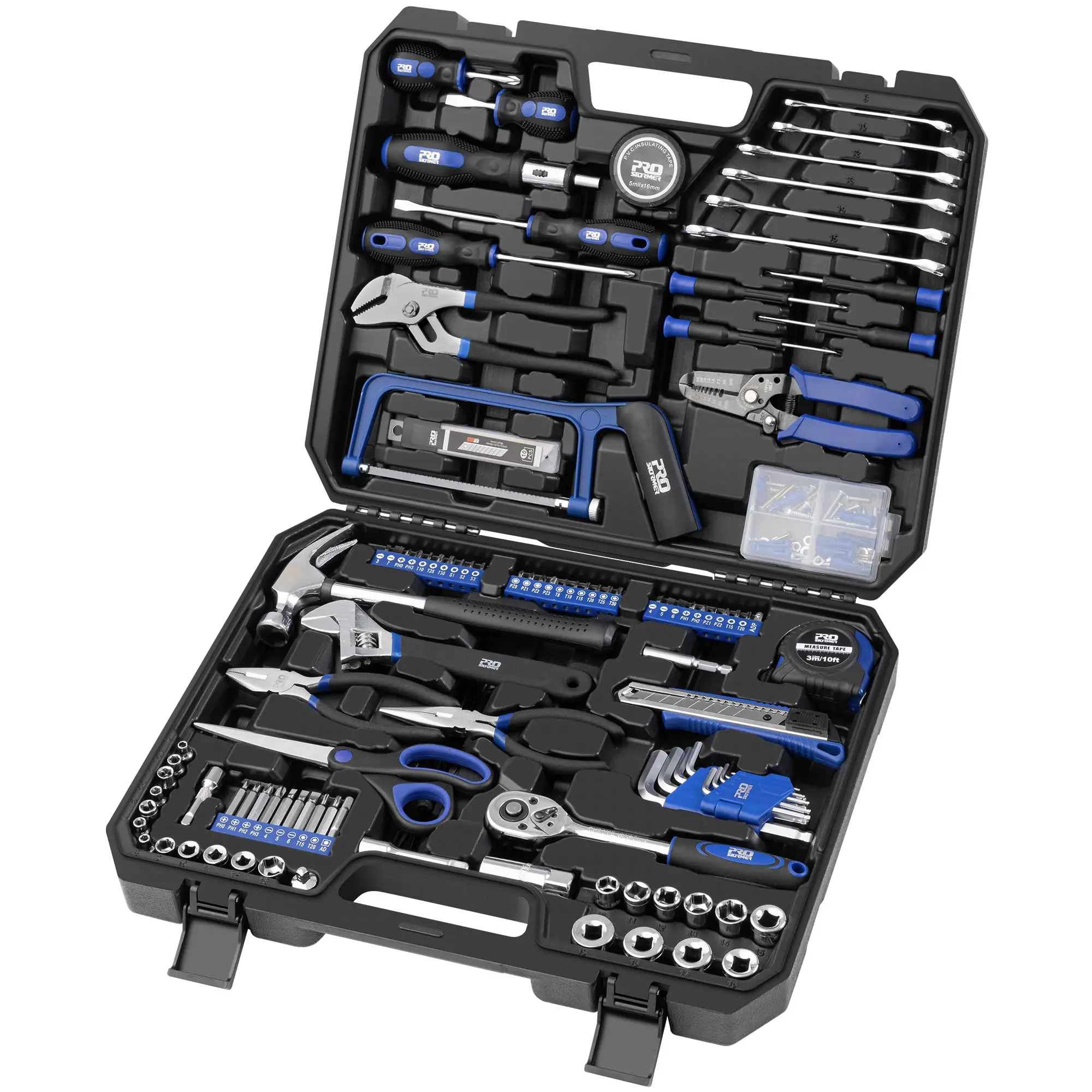 198-Piece DIY Hand Tool Kit for Home Repair, Woodworking & Car Maintenance
