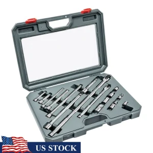 16-Piece 1/4-Inch Drive SAE Socket Wrench Set with Breaker Bar, Chrome Alloy Steel DIY Kit