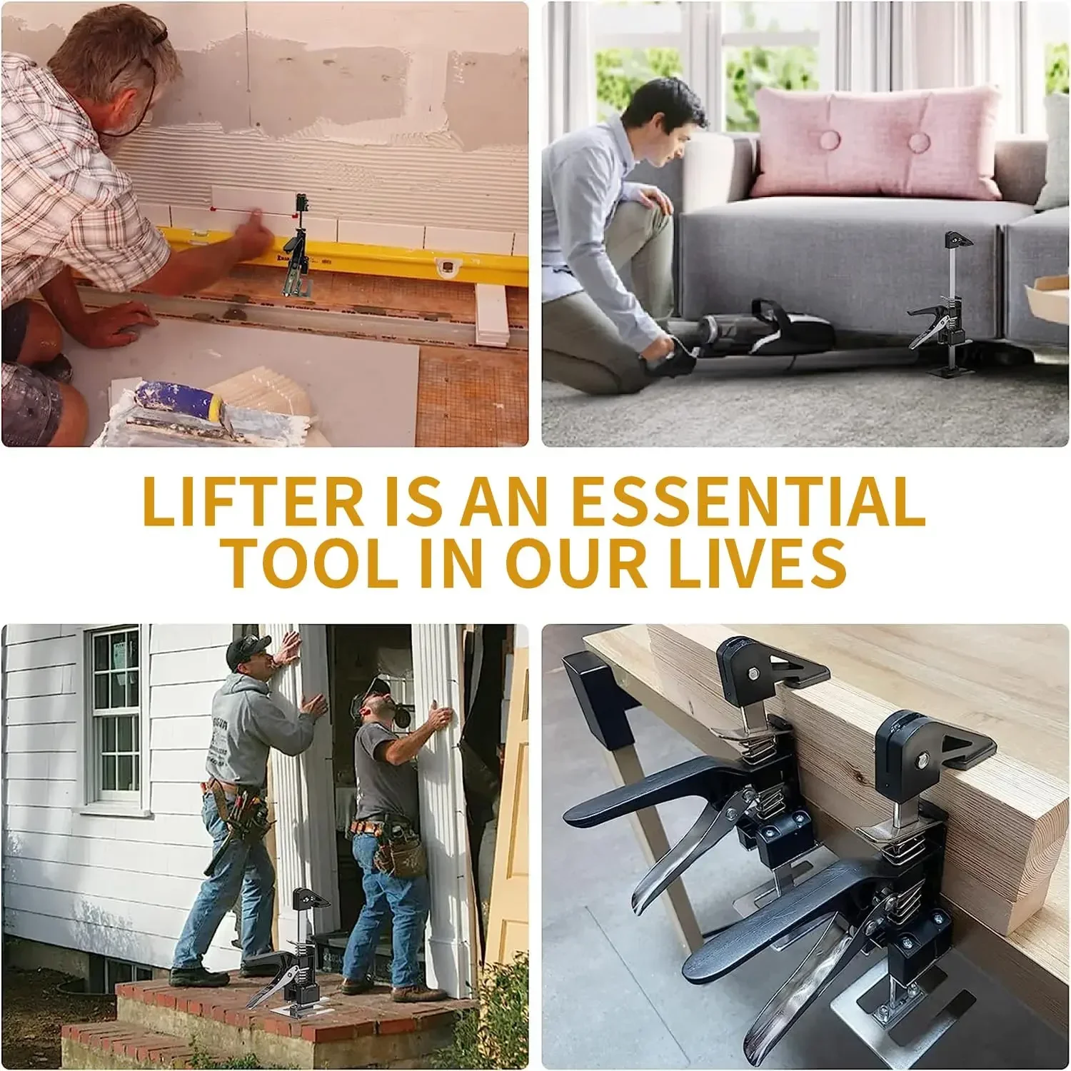 Labor Saving 15-Inch Arm Hand Lifting Jack for Doors, Drywall, Cabinets & Tile Installation - Image 3