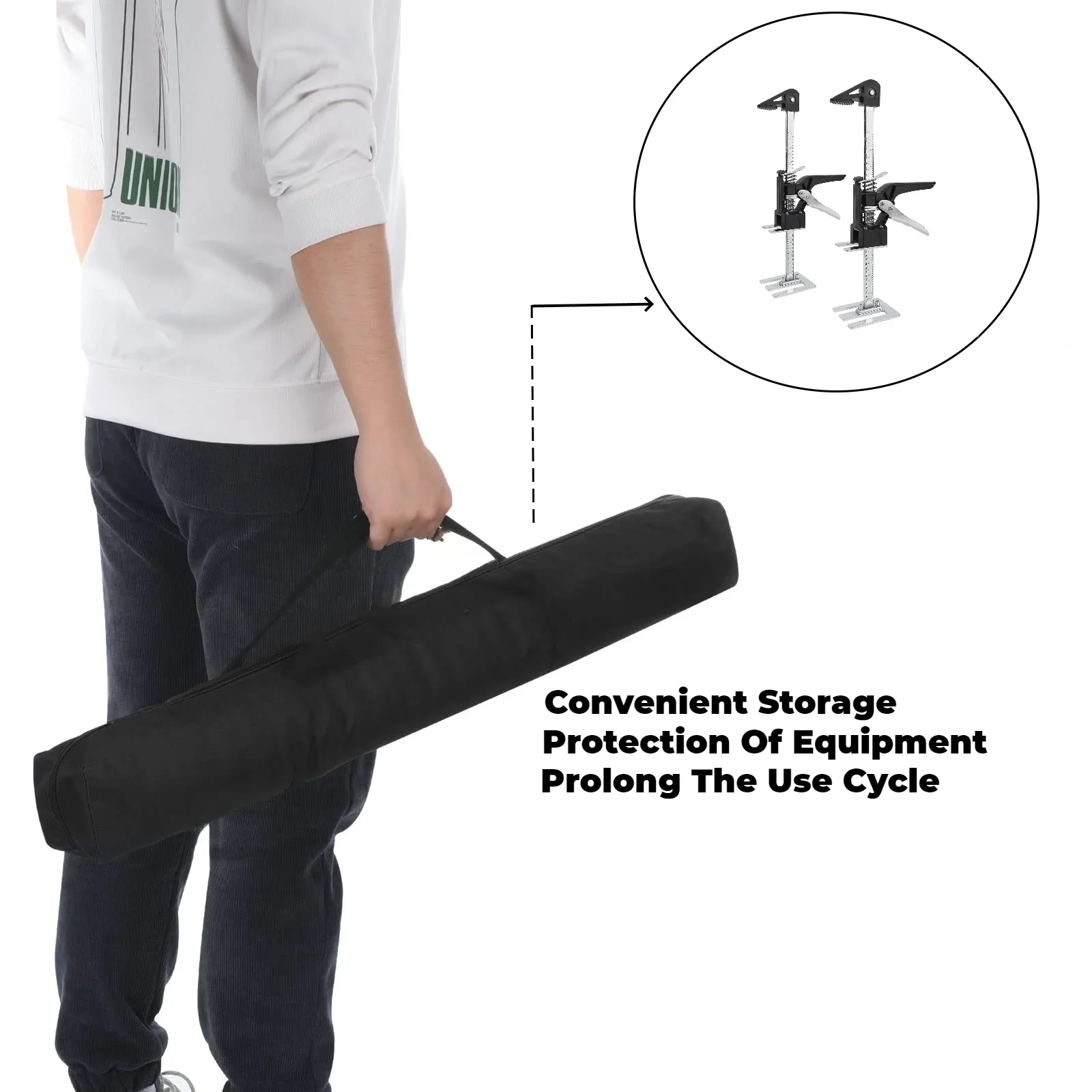 Labor Saving 15-Inch Arm Hand Lifting Jack for Doors, Drywall, Cabinets & Tile Installation - Image 6