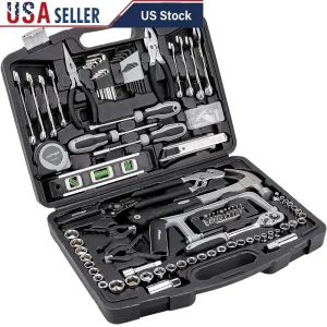 173-Piece Household Hand Tool Kit with Wrenches, Pliers & Hex Keys in Durable Case