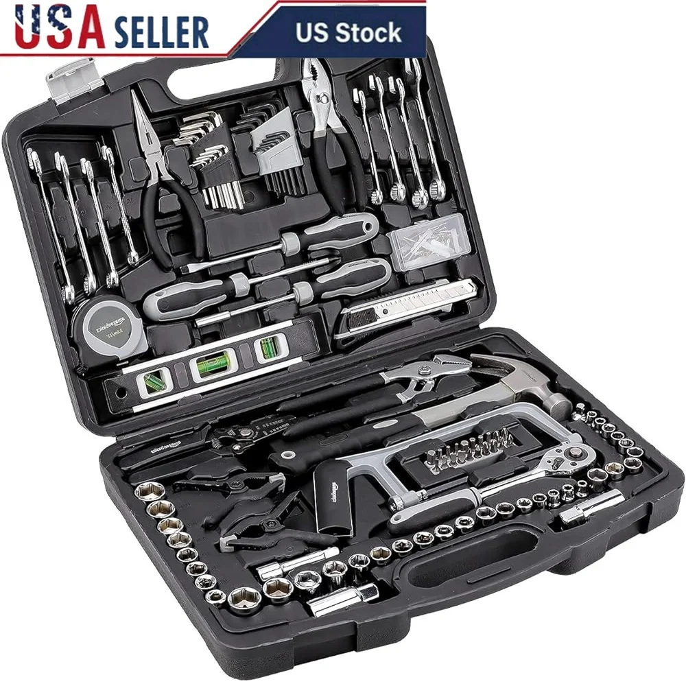 173-Piece Household Hand Tool Kit with Wrenches, Pliers & Hex Keys in Durable Case