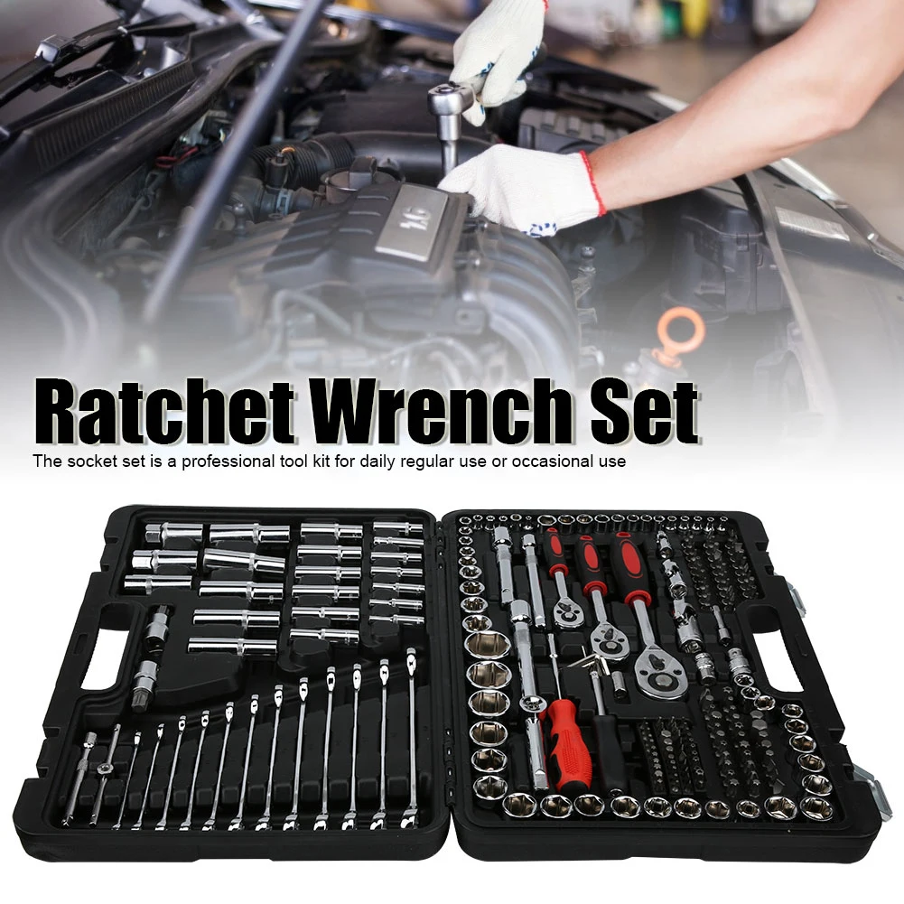 Complete 215-Piece Car DIY Socket & Ratchet Tool Kit for Auto Repair and Maintenance - Image 3