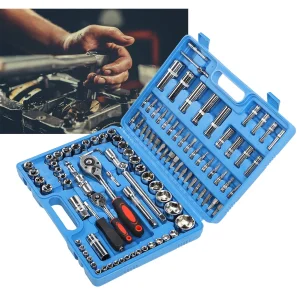 108-Piece Ratchet & Socket Wrench Set with CR40 Steel Sockets, Hex Bits & Extensions