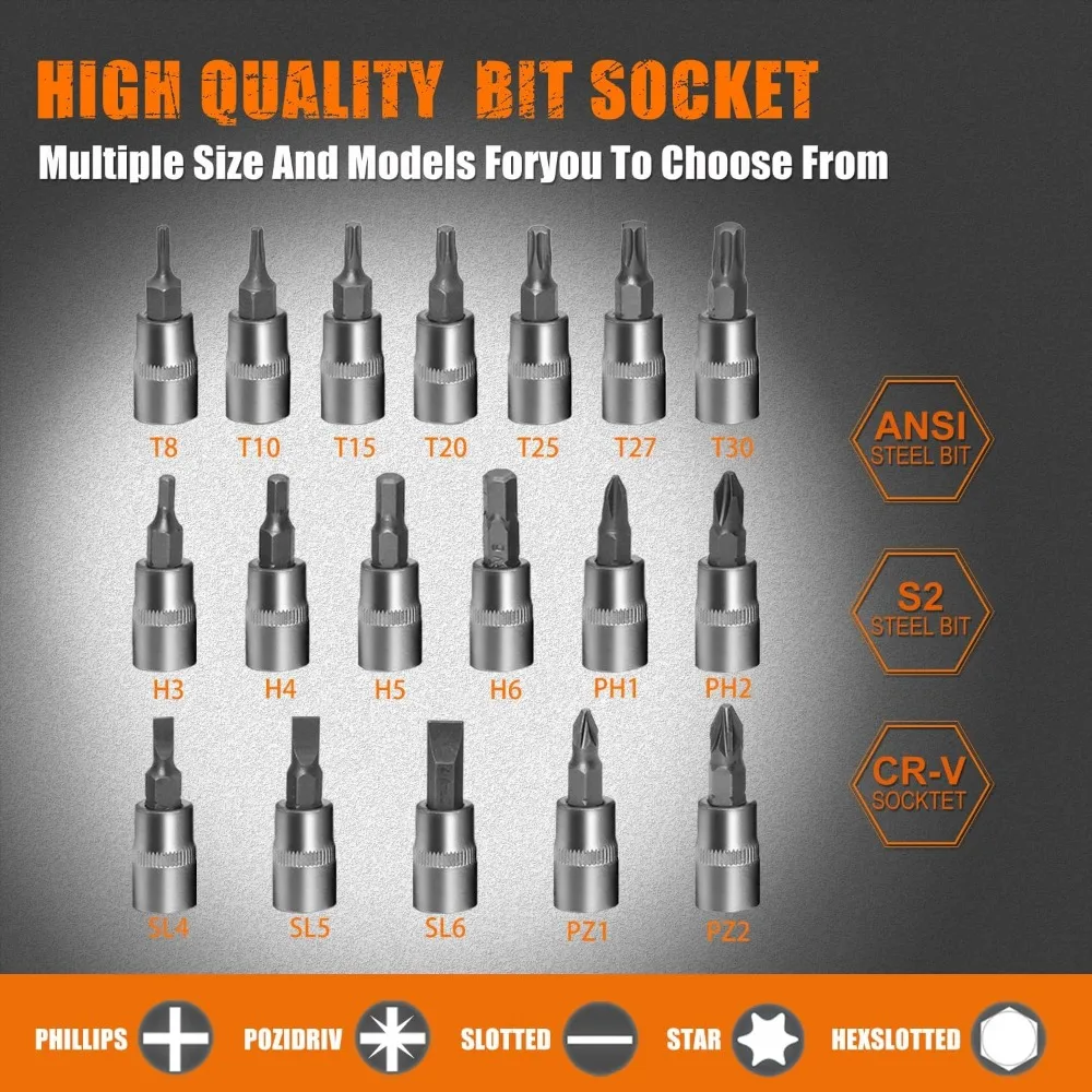 108-Piece Mechanics Socket & Ratchet Tool Kit with Quick Release Reversible Wrench - Image 4