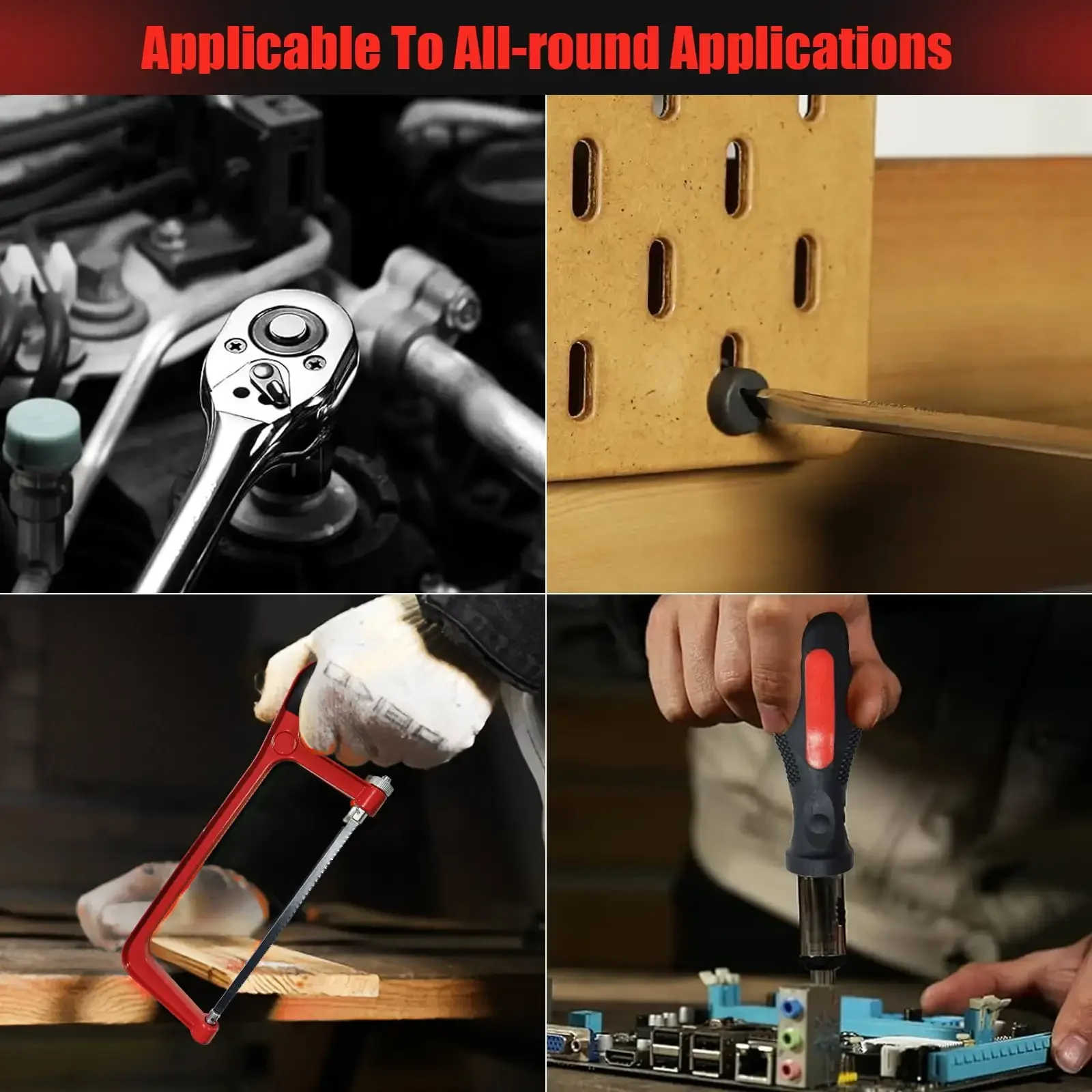 198-Piece Multi-Function DIY Home & Auto Repair Tool Kit with Screwdrivers, Wrenches & Pliers - Image 6