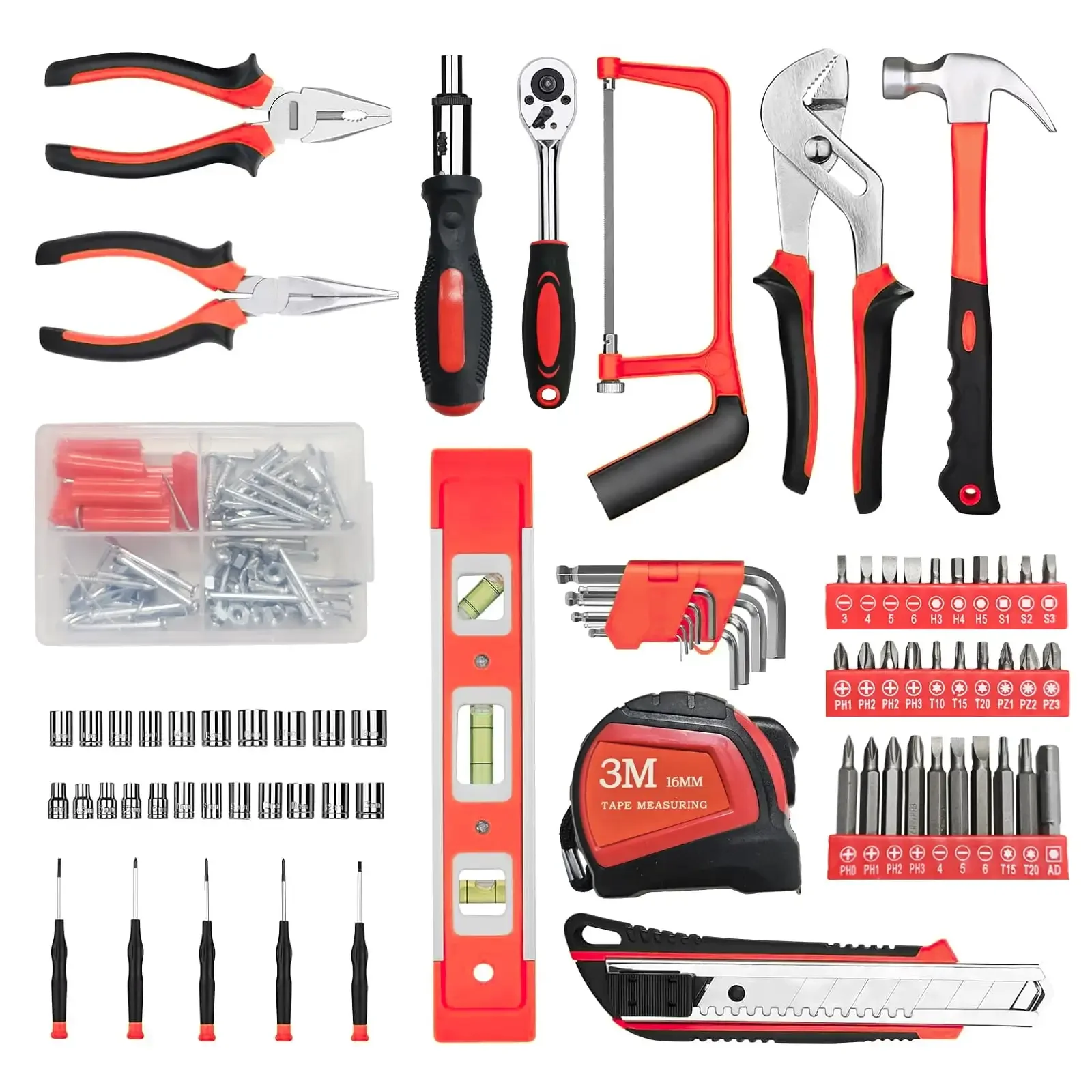 198-Piece Multi-Function DIY Home & Auto Repair Tool Kit with Screwdrivers, Wrenches & Pliers - Image 2