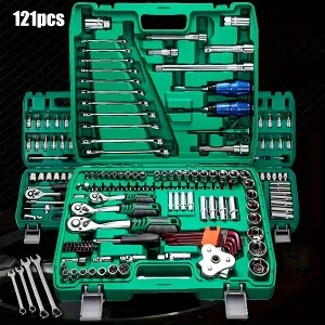 Universal Ratchet Wrench Set with 108/121/151pcs Drive Sockets, S2 & CR-V Hex Bit Set